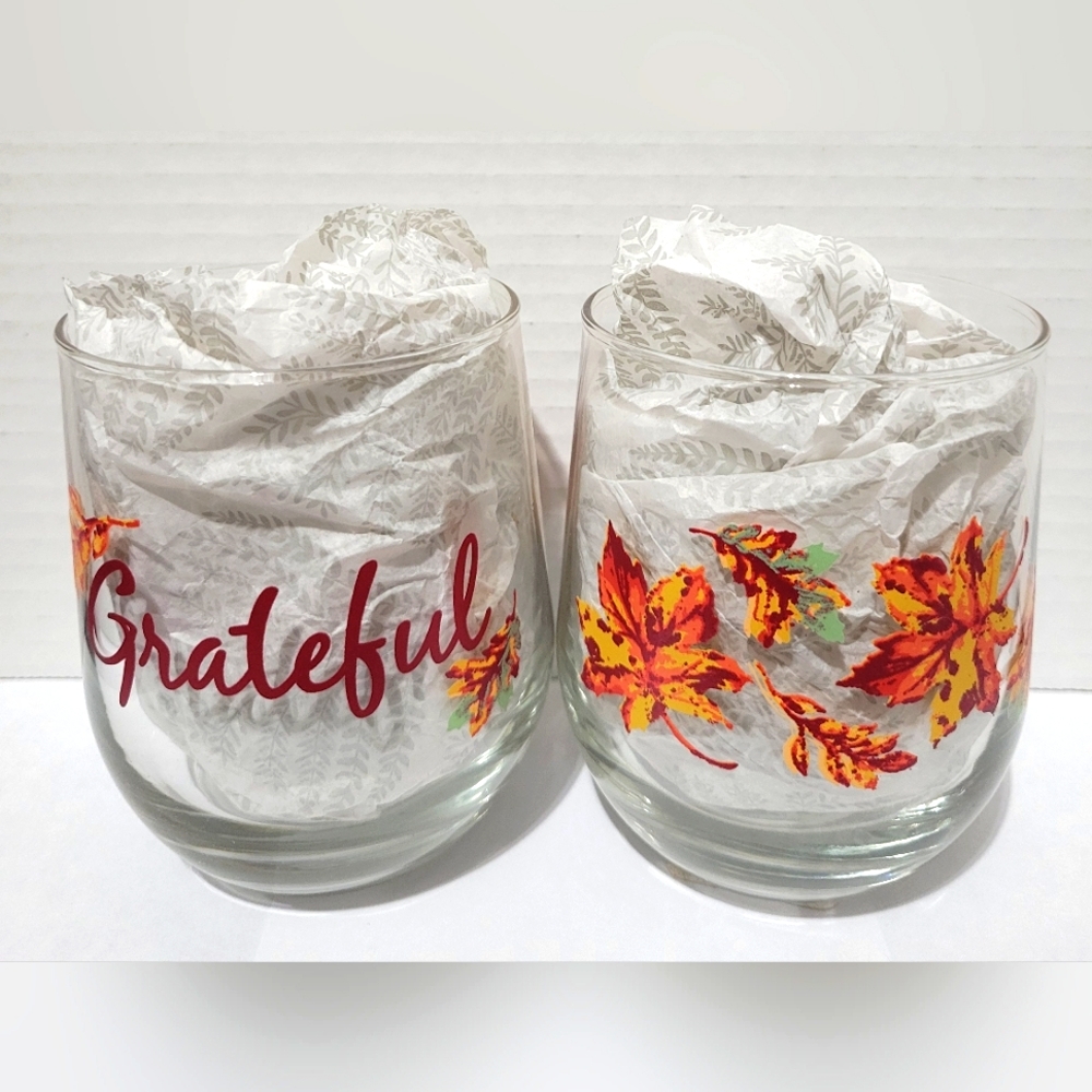 2 Piece Stemless Wine Glass Set (Grateful)